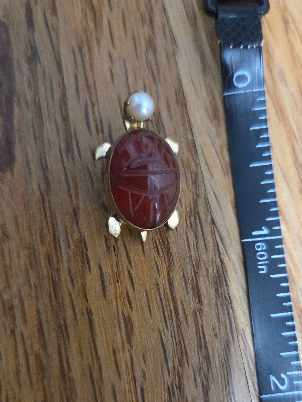 Enamel Turtle Brooch with Pearl Accent